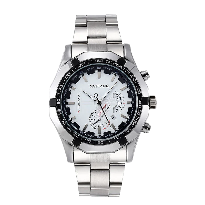 Men's Luxury Fashion Stainless Steel Wristwatch Business Casual Quartz Clock Glass Dial Window Pointer Display Alloy Custom Logo