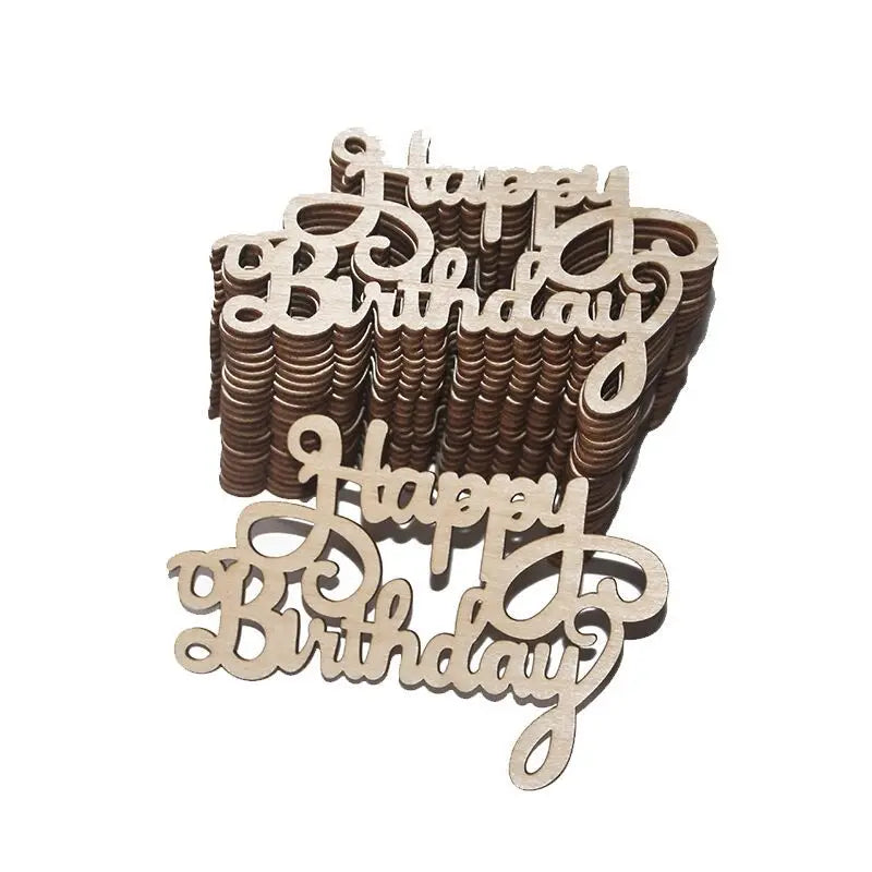 Laser Cut Wooden Calendar Decoration Piece Happy Birthday Letters Wooden Decorative Custom Wooden Ornaments
