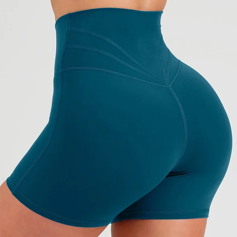 Custom Logo Butt Lift High Waist No Front Seam Overlap Fitness Gym Scrunch Bum Women Yoga Biker Shorts