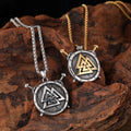 Men Nordic Viking Shield Sword Valknut Talisman Rune Necklace Stainless Steel Viking Jewelry