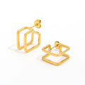 New Trendy Earring 18K Gold Plated Double-Layer Square Geometric Earrings for Women Stainless Steel Earrings Wholesale