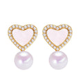 New Luxury Heart-shaped Broken Ice Crystals Pearl Jewelry Natural Freshwater Pearl Stud Earrings for Women