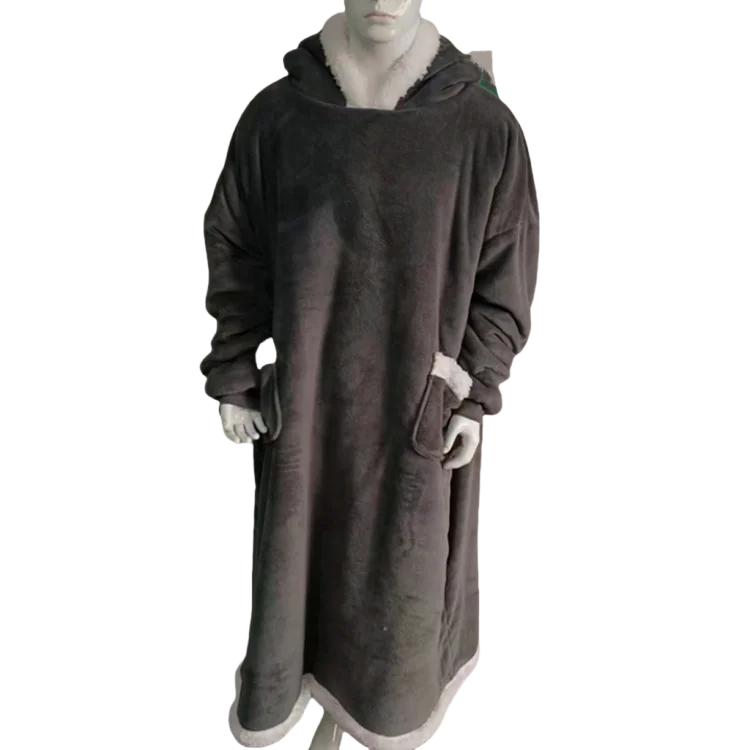 Wearable Hoodie Blanket with Long Sleeves Sherpa Fleece Sweatshirt Blanket Oversized Fleece Hooded Blanket for Men Women