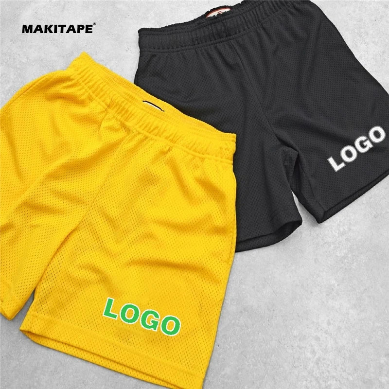 2026 Custom Logo Men's Mid Waist Breathable Eco-Friendly Quick-Drying 5 Inch Inseam Drawstring Basketball Gym Mesh Shorts