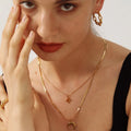 Non Tarnish 18k Gold Plated Jewelry Set Custom Women Moon Stars Pendant Necklace Stud Earrings Rings Stainless Steel Jewelry Set