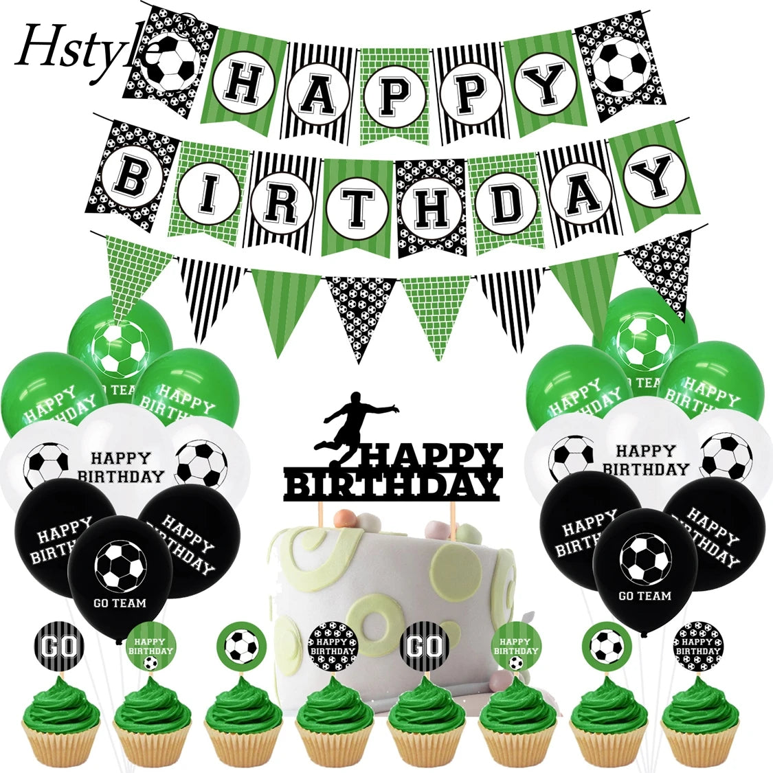 Football Birthday Party Decorations Banners Cupcake Toppers Balloons Qatar World Soccer Cup Theme Soccer Theme Party ST891