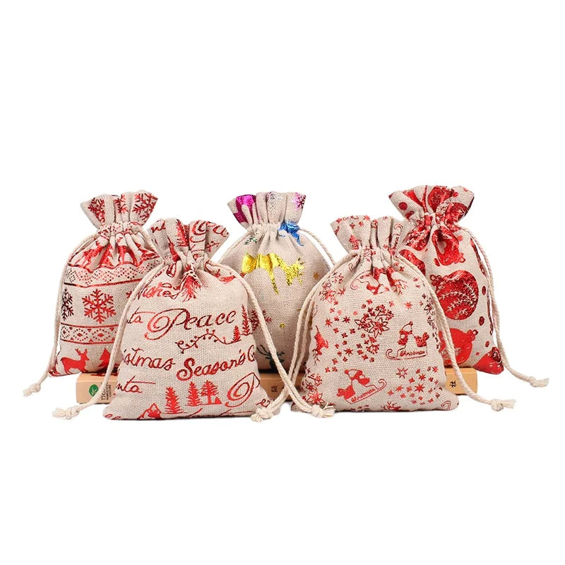 Hot Sale Santa Sack Natural Cotton Canvas Santa Bag Christmas Gift Bag Wholesale with Drawstring
