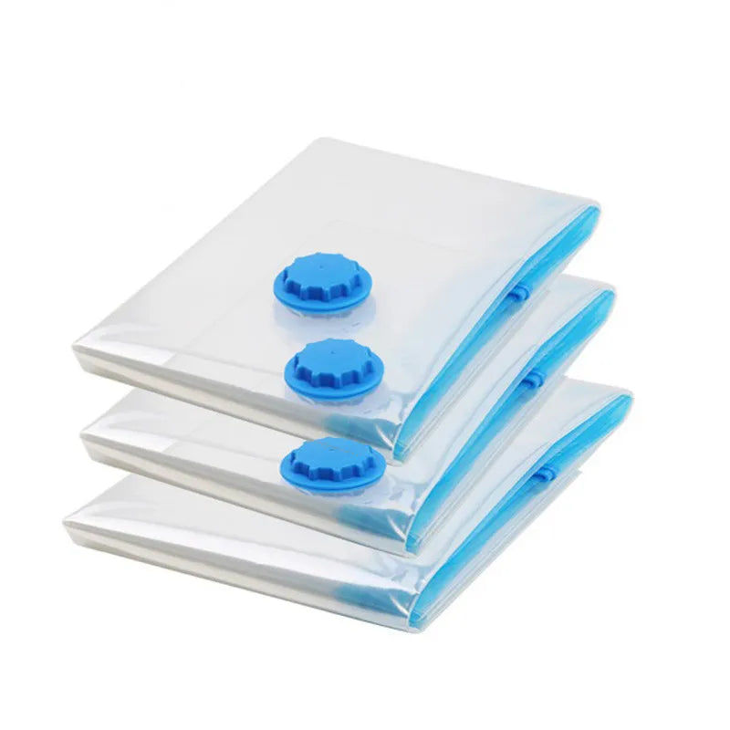 Vacuum Bag for Clothes Storage Bag With Valve Transparent Border Folding Compressed Organizer Travel Space Saving