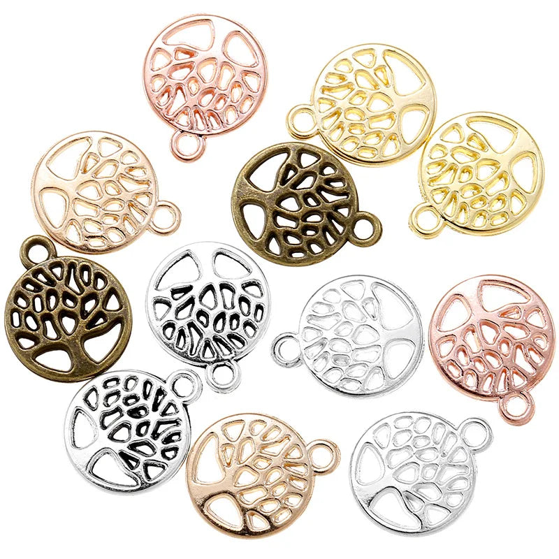 100pcs 6 Colours 100pcs/bag Tree of Life Charm Zinc Alloy Pendants Jewelry Accessories Making Bracelet Necklace DIY 13*11mm Q270
