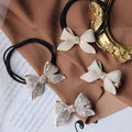Wholesale Rhinestone Bowknot Hairpin Hair Tie 2 Colors Pearl Hair Rope for Women