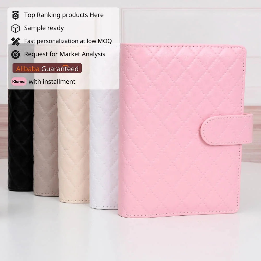 Hot New 5 Colored Square Print Leather Organizer Budget Planner A6 Binder with A6 Envelopes Insert & Dashboard Available
