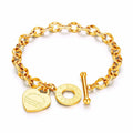Top Sale 3 Colors 18k Gold Plated Stainless Steel Fashion Jewelry Heart Bracelets Bangles for Women