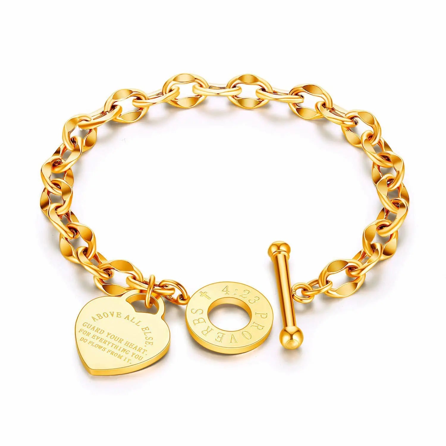 Top Sale 3 Colors 18k Gold Plated Stainless Steel Fashion Jewelry Heart Bracelets Bangles for Women
