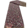 African Beaded Lace Fabric Sequin Elegant Heavy Luxury 3D Lace Sequence Eco-Friendly 5 Yards for Bags Polyester Custom Colors