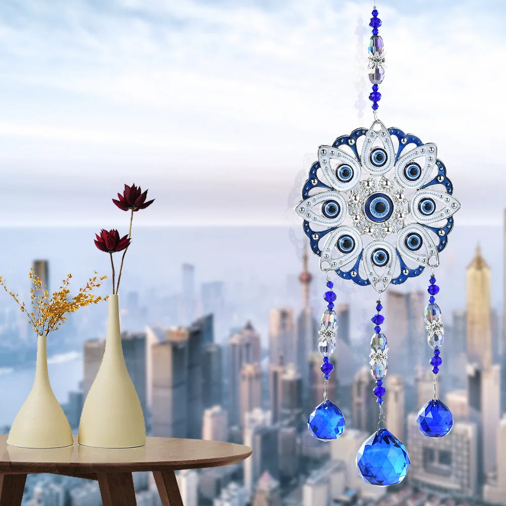 Suncatcher Evil Eye Garden Decoration Series Crystal Sun Catcher Pendant Light and Shadow Wind Chime