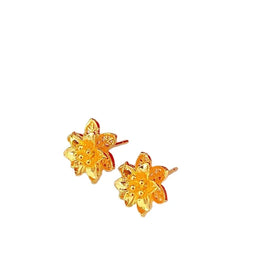 Wholesale Copper Gold Plated Jewelry Euro Gold Stud Earrings Various Rose Flower Vietnam Sand Gold Glossy Ball Stud Earrings