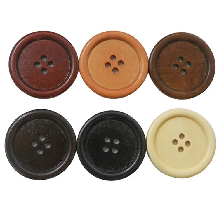 Wholesale Natural Round Garment Decoration Men Women Clothing Buttons 4-Holes Wooden Button