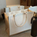 Jute Tote Bags Set with Rope Handles Custom Logo Large Reusable Grocery Bags Water Resistant Bridesmaid Gift Shopping & DIY
