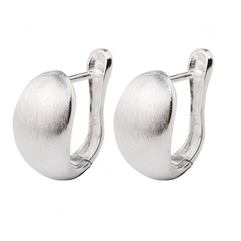925 Pure Silver Ear Cuffs for Women Drawing Process Water Drop Shaped Earrings Ear Clip Simple Elegant Jewelry