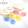 Ason Hot Selling Elegant Hoop Earrings 316 Stainless Steel 18k Gold Plated Jewelry  Cute Flower Hoop Piercing  Earrings Jewelry