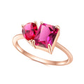 OL1037 Abiding Jewelry New Design Genuine Silver Pear Lab Created Ruby Square Lab Pink Sapphire Rose Gold Rings for Couple