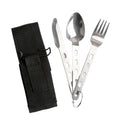 Outdoors Cutlery Set of 3 Pieces Ring Cutlery for Camping and Backpacking Stainless Steel Cutlery Set