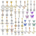 3 Color Mix Wholesales Body Piercings 14G Belly Button Piercing Heart Navel Ring 316L Surgical Stainless Steel CZ Belly Piercing
