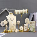 Wholesale  Metal Beige Microfiber Ring Earring Necklace Bangle Jewelry Organizer Display Stand Bust Packaging showcase Luxury