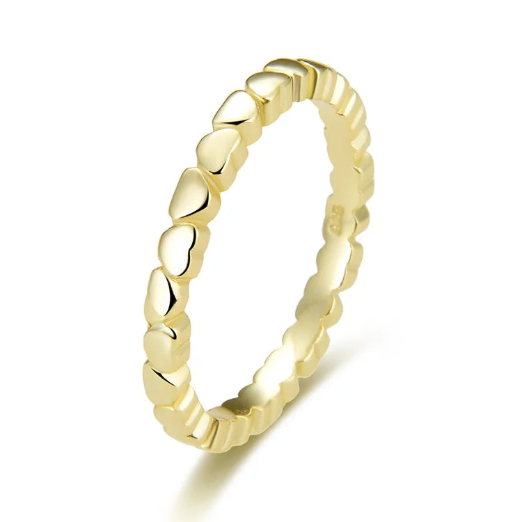 POLIVA 18K Gold Rhodium 925 Sterling Silver Eternity Wedding Band Heart-shaped Promise Ring Vermeil 18K for Anniversaries