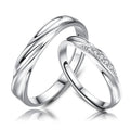 Adjustable 925 Silver Couple Ring for Wedding Engagement Jewelry Zircon Crystal Rings for Women Men