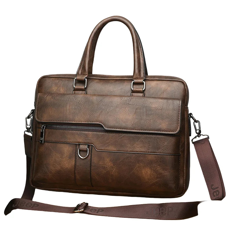 2023 Unique Design Fashion Handbag Business Briefcase for Men Top PU Leather Laptop Crossbody Bag Briefcase