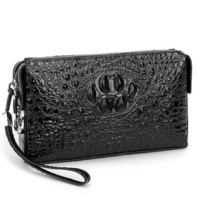 Wholesale Men's Vintage Genuine Leather Clutch Wallet Alligator Pattern Zipper Anti-theft Code Lock Large Capacity Handbag