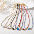 Bohemian Devil's Eye Handmade Beaded Necklace Oval Glazed Glass Eyes Charm Beaded Necklace for Women