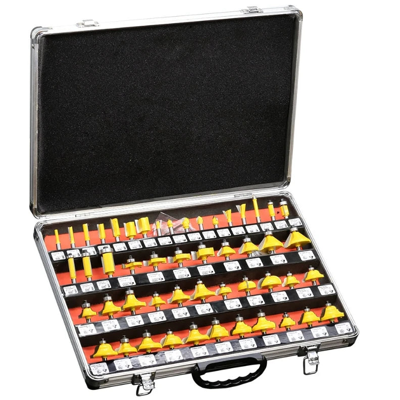 50 PCS 1/4 Shank Aluminum Case Wood Milling Cutter Trimming Machine Tool Slotting Cutter Set