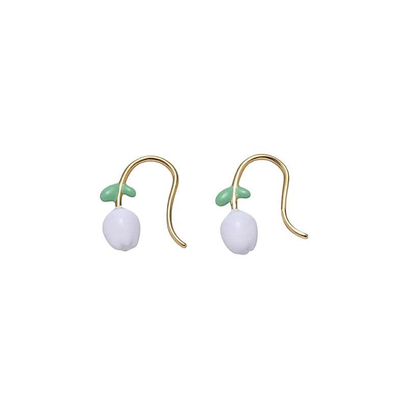 New Fashion Flower Enamel Earrings Plated Oil Dripping Jewelry Earrings for Women Girls