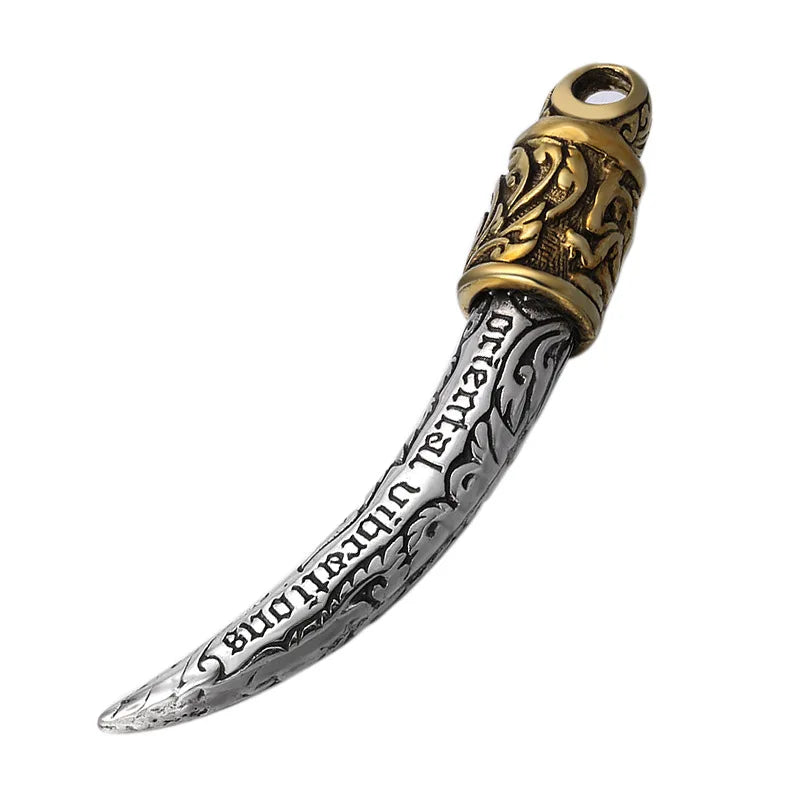Wholesale S925 Sterling Silver Wolf Teeth Pendant for Men and Women Vintage Carved Pattern Letter Punk Rock Pendant Jewelry