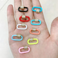JF1334 Rainbow CZ Micro Pave Rainbow Enamel Neon Oval Screw Clasp Gold Plated U Shape Carabiner Clasp Buckle Lock