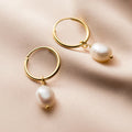 JS006 Minimalist 925 Sterling Silver Bridesmaid Natural Pearl Hoop Fashion Jewelry Earrings