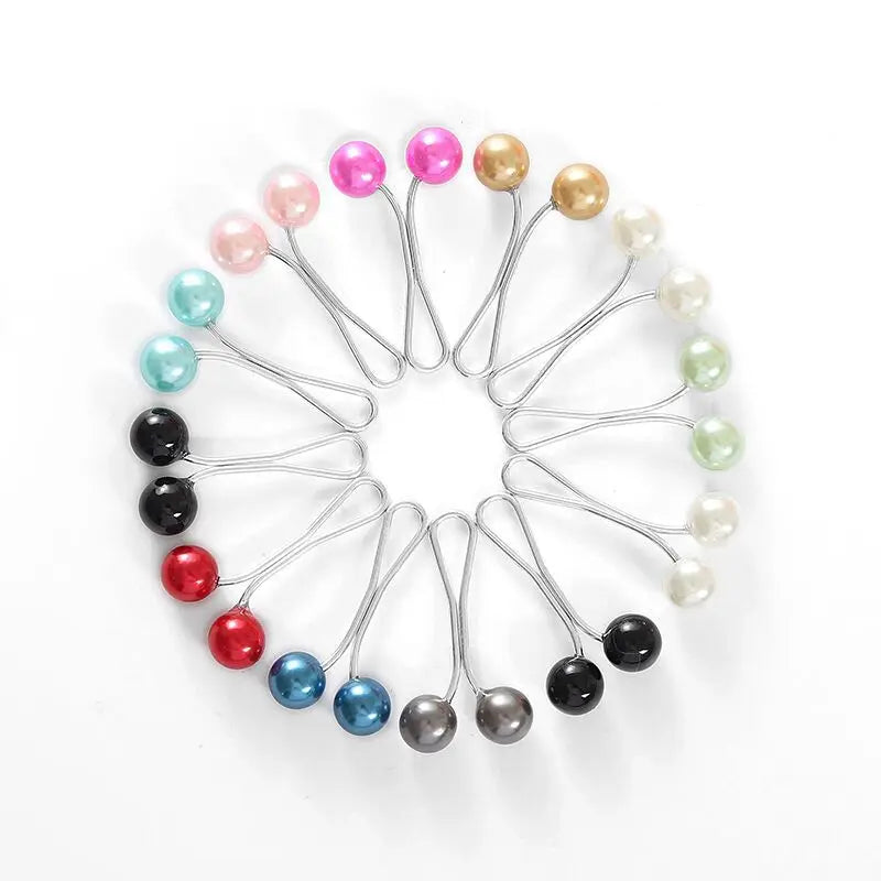 Wholesale Cheap Saree Accessories 12pcs/bag Small Round Pearl Needle Brooch Pin Ladies Muslim Scarf U Shape Brooch Pin