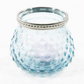 hobnail style glass candle holder with embossed metal rings perfect wedding centerpiece