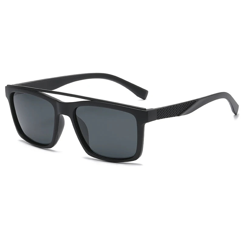 3053 Unisex Retro Sunglasses with Coffee Metal Square Frame Korean Style UV400 Polarized Sun Protection for Driving Pilot Style