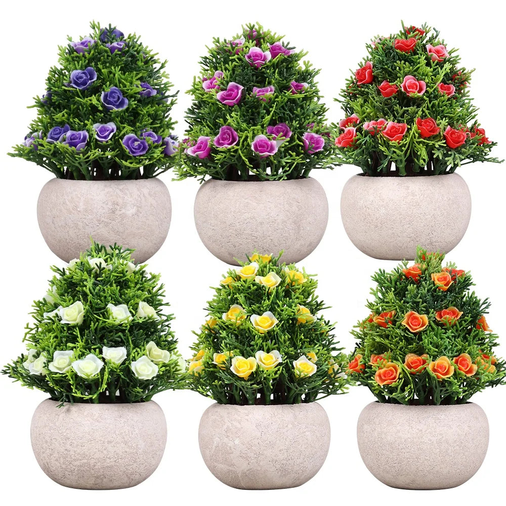 Wholesale UV Resistant Green Faux Greenery Flower Indoor Artificial Potted Plant for Home Decoration Wedding Office