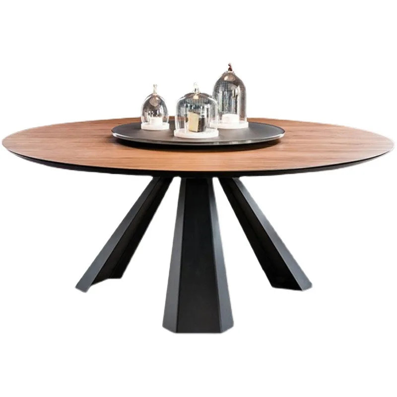 Nordic Solid Wood Round Restaurant Iron Art Retro Simple 2 Meters Log Farmhouse Homestay Big Round Table