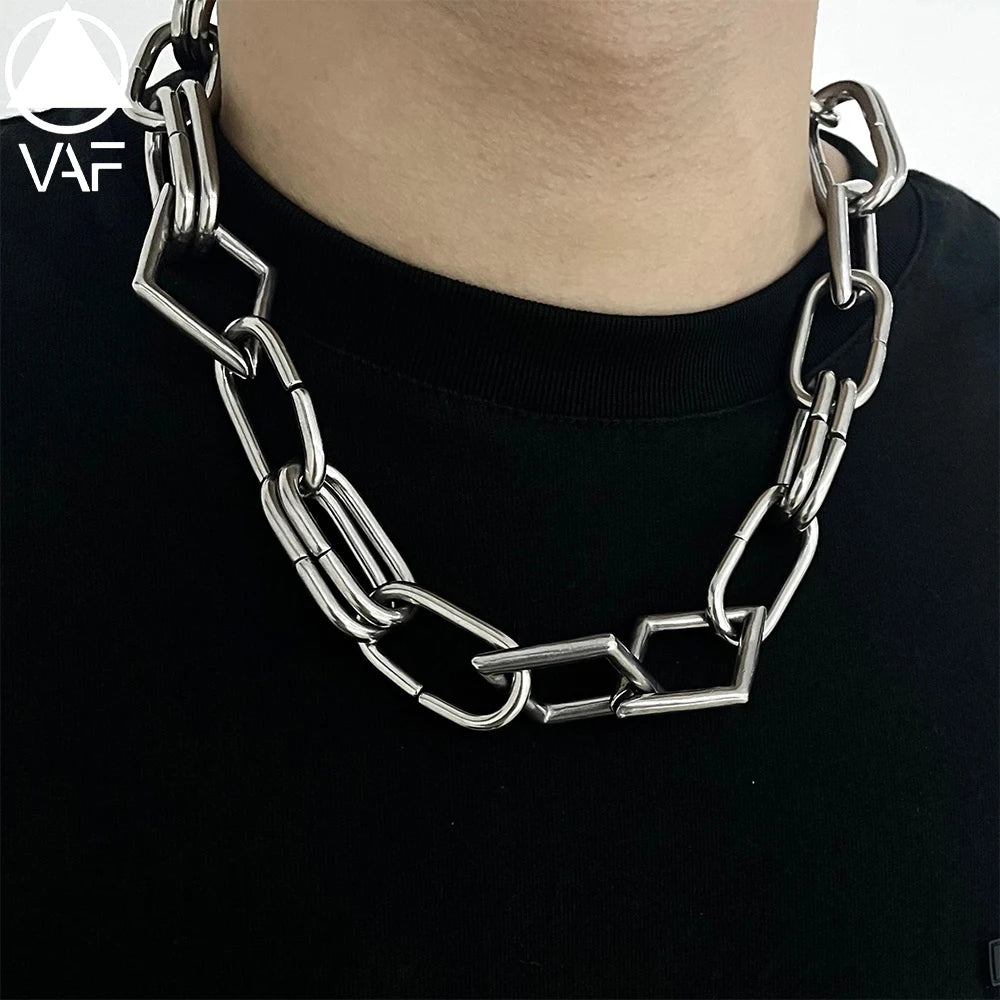 VAF 50CM Rhombus Large Thick Chain Necklace Width 20mm Stainless Steel Adjustable With Hook Chain Clasps