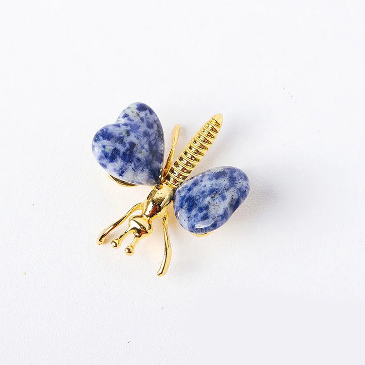HZ Crystal Hand Made Carving Blue Spot Jasper Butterfly Crystal For Home Decor