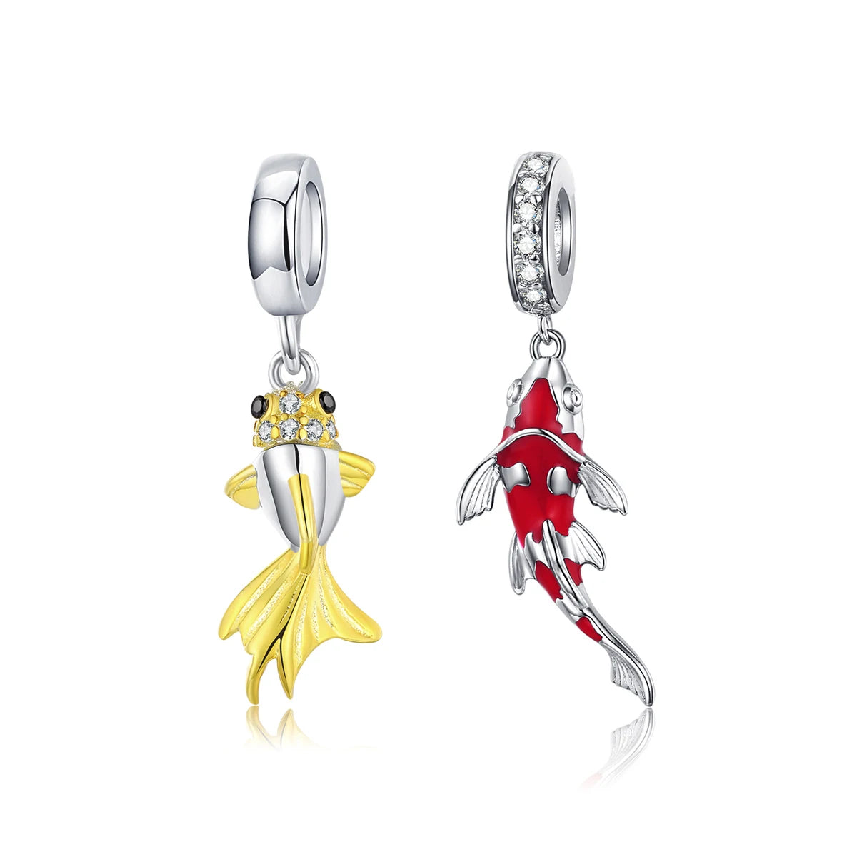Enamel Fish Pendant 925 Sterling Silver Dangle Charms Fit Bracelet Necklace Women Fine Jewelry BSC085