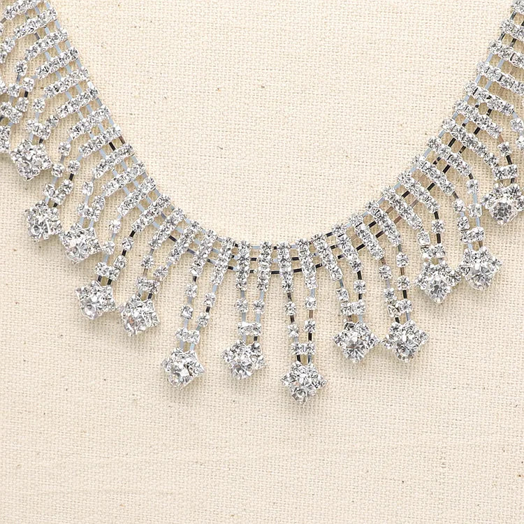 JFRT018 Rhinestone Tassel Fringe Trim Crystal Close Chain Applique for Sewing Crafts Ideal Wedding Party Clothing DIY Decoration