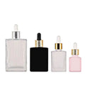 Colored Flat 30 ml Glass Luxury Dropper Bottle 50ml Frosted/Clear/Black Square 100ml Dropper Glass Bottles Luxury with Box