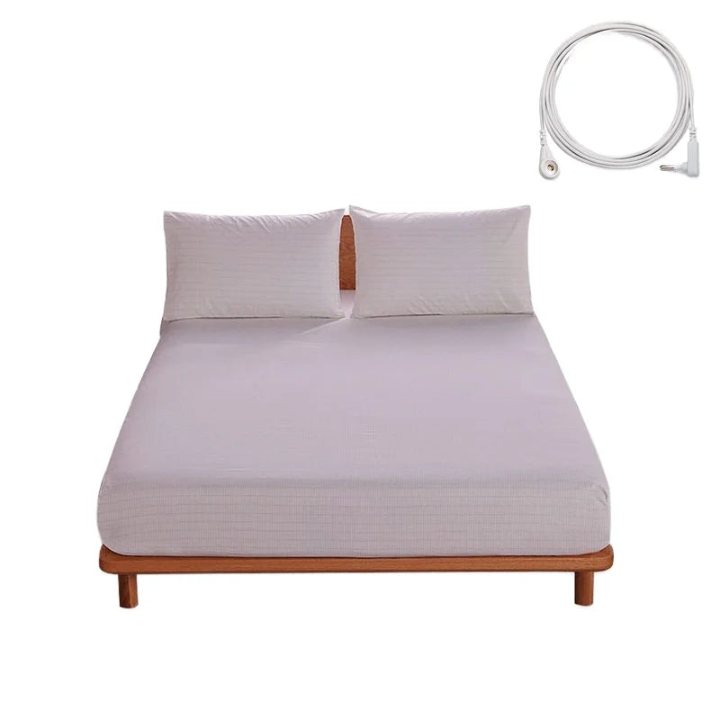 Conductive Grounding Sheets Queen Size 10% Silver Fiber + 90% Cotton Grounded Sheet Earth Connected Bedding Fitted Sheets