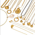 Fashion Jewelry Ocean Series 18K Gold Plated Stainless Steel Pearl Spiral Starfish Seashell Pendant Choker Necklace for Women